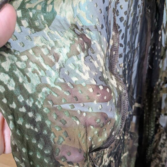 Vtg Prom Dress Maxi Gown 8 Brown Green Silk Y2K Fairy Grunge Bead Nymph Halter - Picture 12 of 16